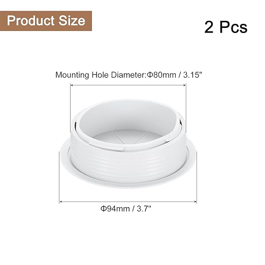 uxcell 2 Pcs Desk Grommet, 3.15 inch 80mm Desk Cable Hole Cover Wire Hole Insert for Home Office Table Cabinet Cord Organizer, White