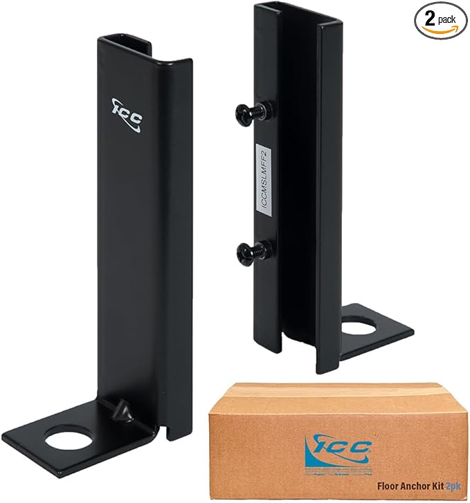 ICC Cable Runway Floor Anchor – 2-Pack | Steel, Black Powder Coat, Runway Floor Mount