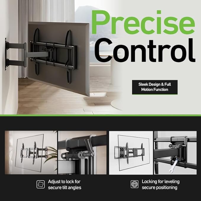 Heavy Duty Dual Arm Articulating Wall Mount Bracket for QN90F Series Neo QLED Mini LED 4K UHD QN75QN90F 75 InchTV - Tilt & Swivel/Pull Out 2.8"-16.6"/ Holds 165 lbs