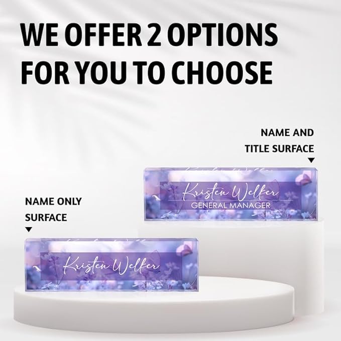 Desk Name Plate Personalized Name Plate for Desk, Office Desk Decor, 3D Style Personalized Plaque Name Plates for Desks Custom Appreciation Gifts for Boss Lady Employee Coworkers (Fantasy Purple)