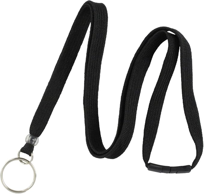 Specialist ID Bulk 100 Pack - Heavy Duty Breakaway Lanyards for Keys and ID Badges with Key Chain Split Ring - Break-Away Clasp and Keychain Keyring/Badge Holder Attachment (Black)…