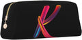 Cute Initial Pencil Case for Kids Simple Leather Pencil Pouch for Boys Girls Letter Design Pencil Box Pen Bag Pencil Pouch Office Stationery Organizer, Rainbow Letter K
