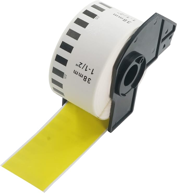 BETCKEY - Continuous Labels Replacement for Brother DK-2225 (1.4 in x 100 ft), Compatible with Brother QL Label Printers [1 Rolls/Continuous Labels, Yellow]