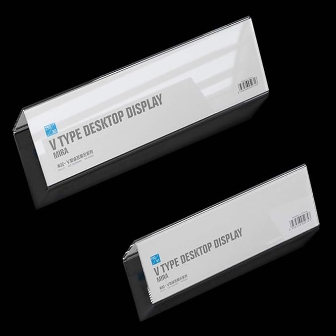 5 Pack Desk Name Plate Holder, Acrylic Sign Holder for Table Display, V Shape Double Sided Nameplate (150*60MM/5.91x2.36 inches)