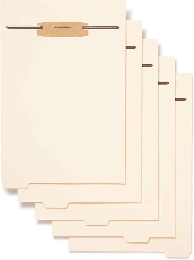 Smead Stackable Folder Divider with Fastener, Bottom 1/5-Cut Tab, Letter Size, Manila, 100 per Box (35600)