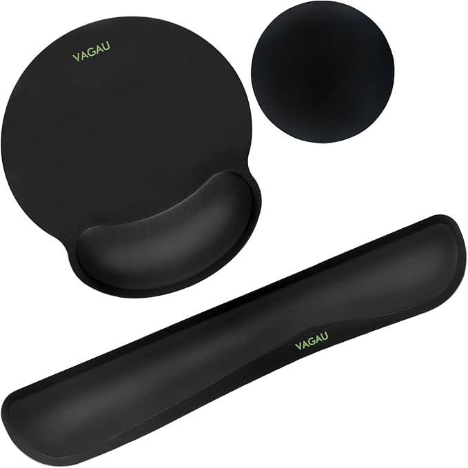 VAGAU Premium Keyboard Wrist Rest and Mouse Pad Wrist Support, Ergonomic Memory Foam Set for Office, Laptop, Mac, Computer and Gaming, Comfortable Typing &Wrist Pain Relief