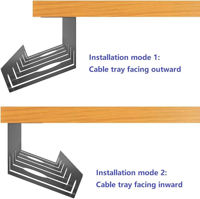 2 Pcs of Cable Management Under Desk for Easy Mounting Metal Under Desk Cable Organizer for Office, Home Cable Tray Holder (UnderDeskCM)