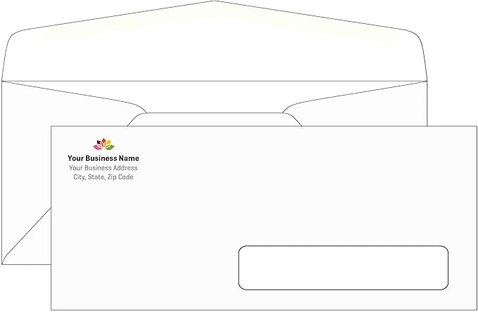 Aimoh 2500#10 Custom Printed Envelopes - Right Window Envelopes Gummed – Personalized with Logo and Address/Return Address Imprinted - Size 4-1/8 X 9-1/2" - White - 24 LB - 2500 Count (7-35510-2500)