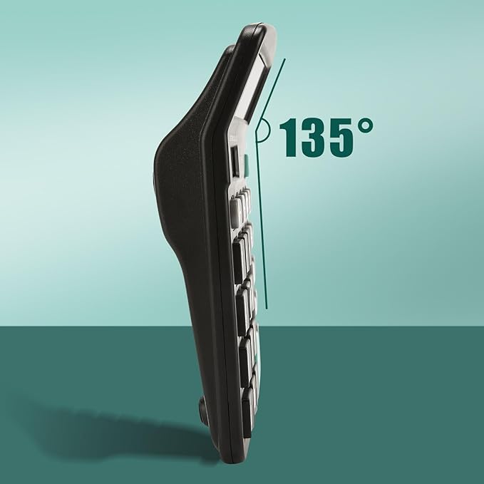 M&G Desk Calculator 12 Digit Office Calculators with Large LCD Display, Dual Solar Power and Battery, Recessed Big Button Calculator for Office Home (Black)