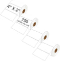 NineLeaf 4 Roll 4''x2'' Direct Thermal Label Barcodes Postage Shipping Address Labels with 750 Labels/Roll Compatible for Zebra Eltron Rollo Desktop Label Printers