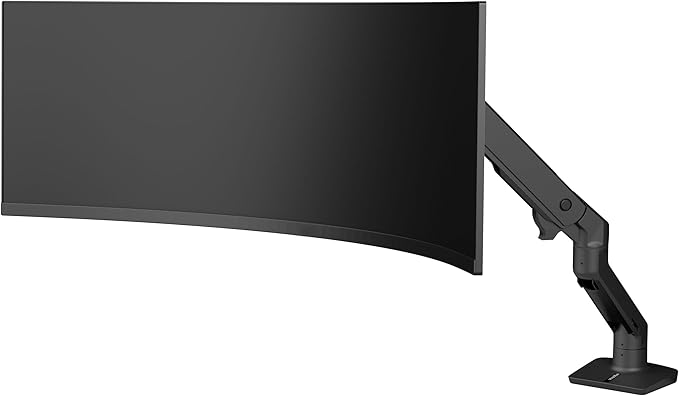 Ergotron - HX VHD Premium Heavy Duty Gaming Monitor Arm, Single Monitor Desk Mount – for 1000R Curved Ultrawide Monitors Up to 57 Inches, 9-14 Inches Depth, VESA 75x75mm or 100x100mm – Matte Black