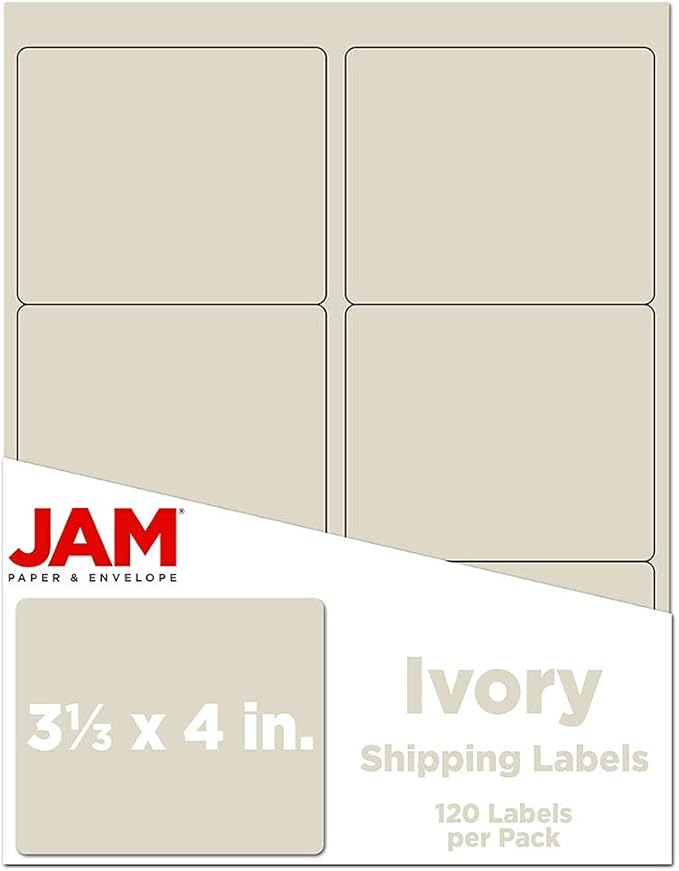 JAM PAPER Shipping Address Labels - Large - 3 1/3 x 4 - Ivory - 120/Pack