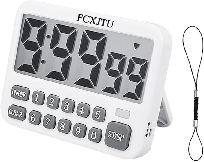 FCXJTU Digital Kitchen Timer, Large Display Countdown/Up Timer with Digits Directly Input, Fast Setting, Loud Alarm, ON/Off, Magnetic Back Stand for Cooking, Baking, Study