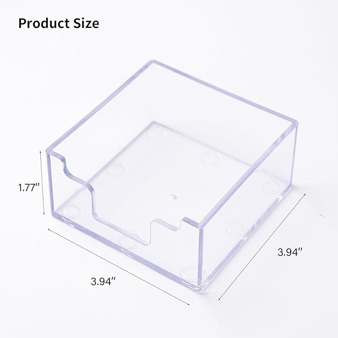 Sticky Notes Holder， Clear Acrylic 3.9" x 3.9" Post it Note Holder Dispenser for Desk, Computer Screen, Classroom Office Organizer, Light Blue