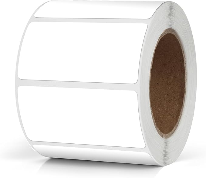 Meitaat White Rectangle Stickers 2 x 1 Inch Color Coding Labels Vinyl Roll Self-Adhesive Waterproof Removable 500 PCS
