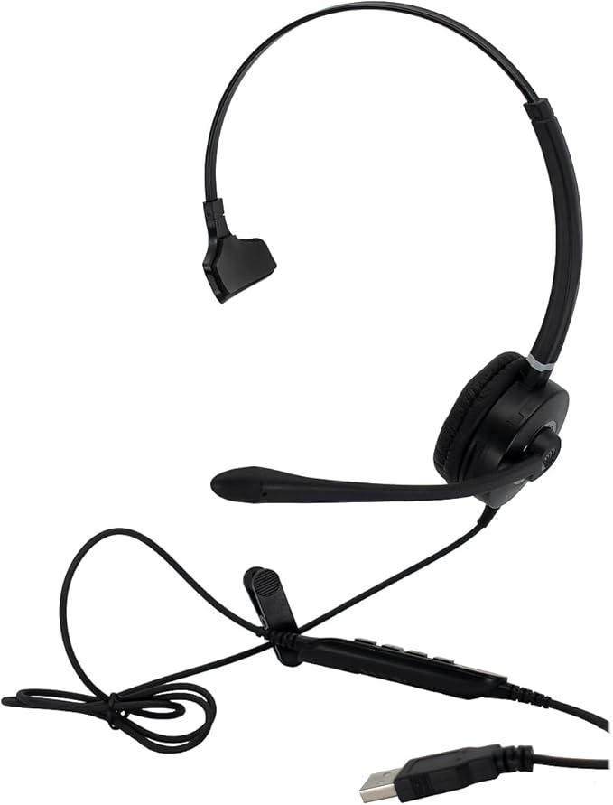 Spracht HS-WD-USB-1 Single Ear USB Headset for Softphone for PC/Mac, Black