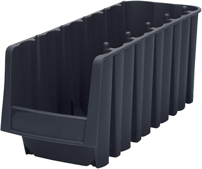 Akro-Mils 30778 Economy Stacking Shelf Plastic Storage Bins, (18-Inch x 8-3/8-Inch x 7-Inch), Black (8-Pack) (30778BLACK)