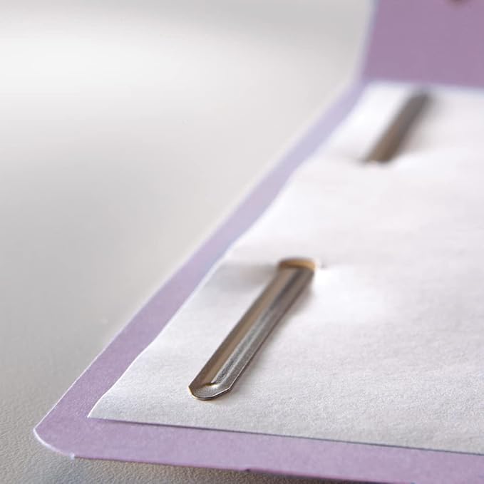 Smead Fastener File Folders, Reinforced 1/3-Cut Tabs, 2 Fasteners, Letter Size, Lavender, 50 per Box (12440)