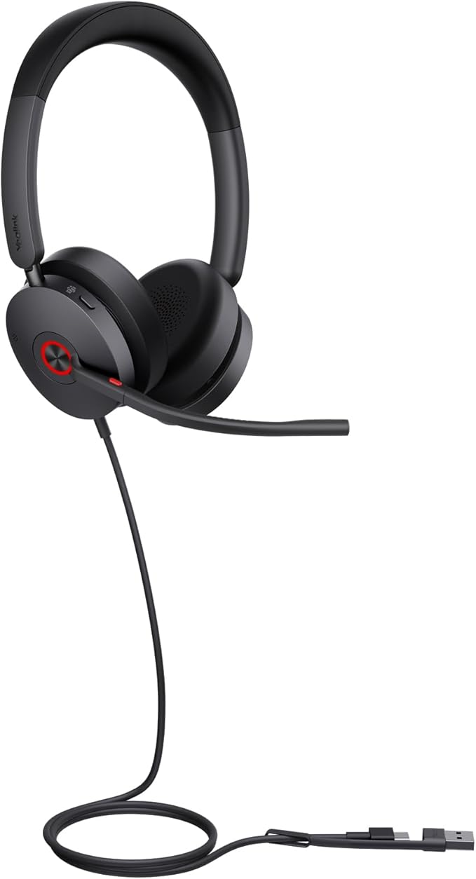 Yealink UH48 ANC Wired Headset with Microphone, Active Noise Cancelling USB Headphones for PC, MS Teams Certified Works with All Other Call Platforms, All Day Comfort, Mute Button