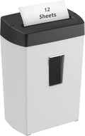 Bonsaii 12-Sheet Cross-Cut Paper Shredder, P-4 Security, Credit Card & Document Shredder for Home/Office, 5-Min Run with Overheat Protection, Compact Handle, 5.5-Gal Bin, Black/White