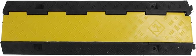 Ymiko Heavy Duty 3 Channel Cable Protector Ramp, 1m Rubber Cord Cover for Indoor Outdoor Use, Floor Cord Organizer with Traffic Rated Design