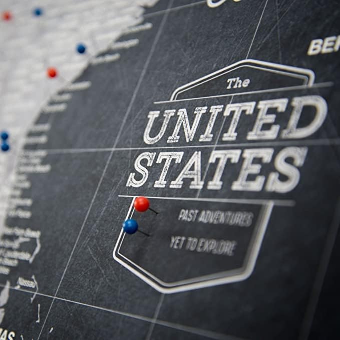 Push Pin USA Map Board - with Push Pins to Mark USA Travel - Handmade in Ohio, USA - Design: Modern Slate (36" x 24")