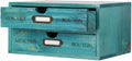 Wooden Storage Box Rustic Desktop Organizer with 2 Drawers Office Desk Accessories Shelf Small Craft Storage Containers Apothecary Cabinet and Chest Jewelry Holder for women(BLUE)