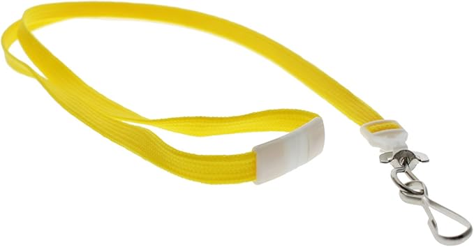 Specialist ID Bulk 25 Pack - Premium Flat Breakaway Lanyards for ID Badges & Badge Holders - 3/8" Wide Woven Safety Lanyard with Metal Swivel Hook for Teachers, Students, Cruise, Office (Yellow)