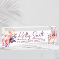 Desk Name Plate Personalized Name Plate for Desk, Office Desk Decor, 3D Style Personalized Plaque Name Plates for Desks Custom Appreciation Gifts for Boss Lady Employee Coworkers (Watercolor Flowers)