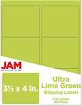 JAM PAPER Shipping Address Labels - Large - 3 1/3 x 4 - Lime Green - 120/Pack