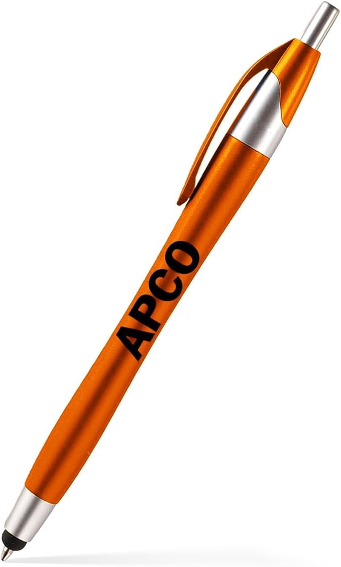 Pencil Guy Promotional Personalized Imprinted Stylus Pens- Orange -100 Quantity