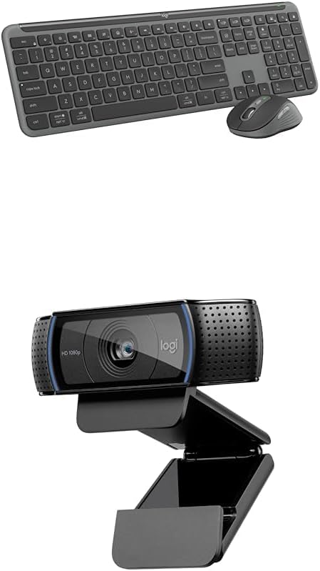 Logitech MK955 Signature Slim Wireless Keyboard and Mouse Combo, Bluetooth, Windows and Mac - Graphite + C920x HD Pro Webcam, Full HD 1080p, Works with Skype, Zoom, FaceTime, Hangouts, PC/Mac - Black