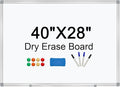 H-Qprobd Dry Erase Board for Wall Aluminum Presentation Magnetic Whiteboard with Long Pen Tray, Wall-Mounted White Board for School, Office and Home (40"x28")