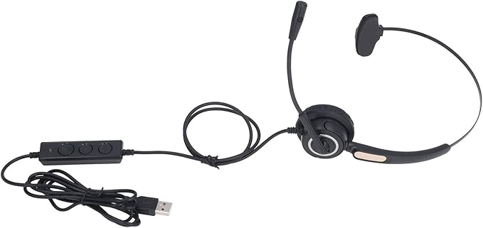 WiseZythum Customer Service Headset with Noise Cancelling Microphone, Call Center Headphone for Office Telemarketing, USB Computer Headset with Adjustable Boom Mic and Retractable Headband, E