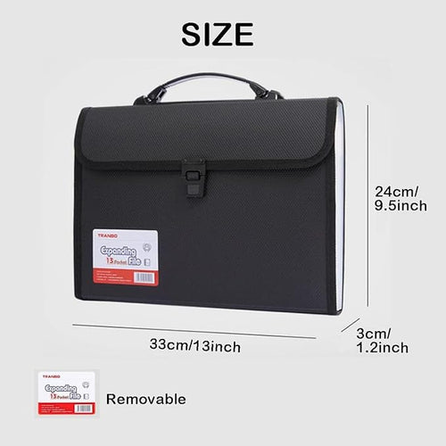 2 Pack 12 Pockets Accordion File Organizer with Handle, TRANBO Letter Size/A4 Expanding File Folder, Portable Paper Organizer, Expandable Plastic Document Organizer for Travel School Office