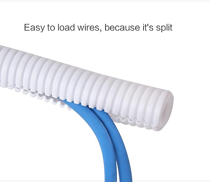 Alex Tech 100ft - 1/4 inch Split Wire Loom Tubing - White