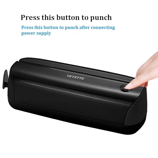 Electric 3 Hole Paper Punch, VEYETTE Paper Puncher with Adapter for Office School Studio, 20 Sheet Capacity, AC or Battery Black