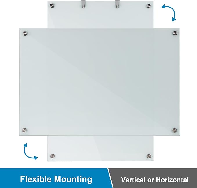 Glass Dry Erase Board, 48 x 36 Inches Magnetic Glass Whiteboard for Wall, 4' x 3' Frameless Board for Office, Home, School