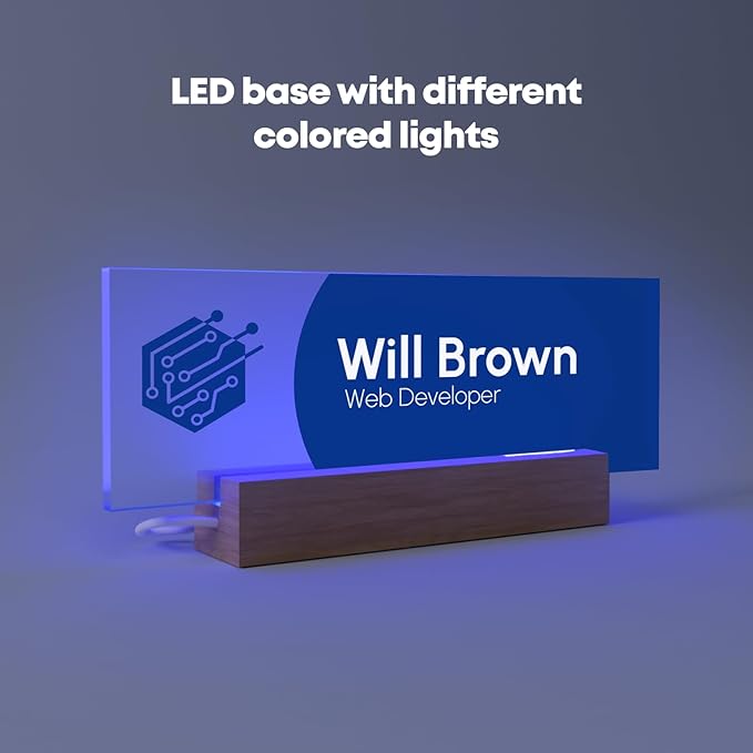 EGD Acrylic Desk Name Plate Personalized with Logo I Custom Office Desk Accessories I Custom Name Plate with Color Options I Cute Office Decor (10 x 3.5 Inch) (2. Acrylic with Logo)