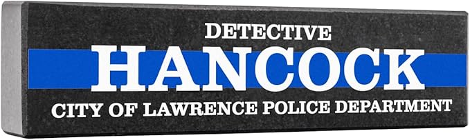 Personalized 8 x 2 Granite A Thin Line Desk Nameplate for Law Enforcement, Dispatch, Corrections, Fire, Military, Security