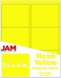JAM PAPER Shipping Address Labels - Large - 3 1/3 x 4 - Neon Fluorescent Yellow - 120/Pack