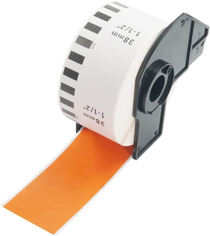 BETCKEY - Continuous Labels Replacement for Brother DK-2225 (1.4 in x 100 ft), Compatible with Brother QL Label Printers [1 Rolls/Continuous Labels, Orange]