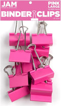 JAM PAPER Colorful Binder Clips - Large - 1 1/2 Inch (41 mm) - Pink Binderclips - 12/Pack