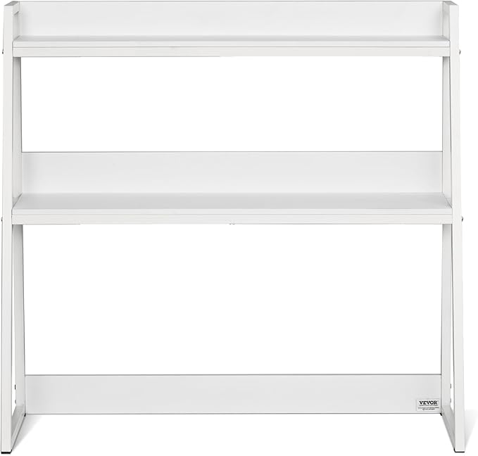 VEVOR Desktop Bookshelf, 2-Tier Desktop Storage Organizer, 37.4" x 12.6" x 35.4" Office Desk Storage Rack Display Shelf, Desktop Bookshelf Hutch with Anti-Slip Feet Pads for Office, Home & Dorm, White