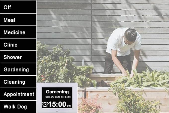 Aowasi Digital Day Calendar Clock 8 Inch 12 Alarms Non-Abbreviations Day & Month Electronic Dementia Alzheimer Vision Impaired Memory Loss Desk Large Digital Alarm Clock