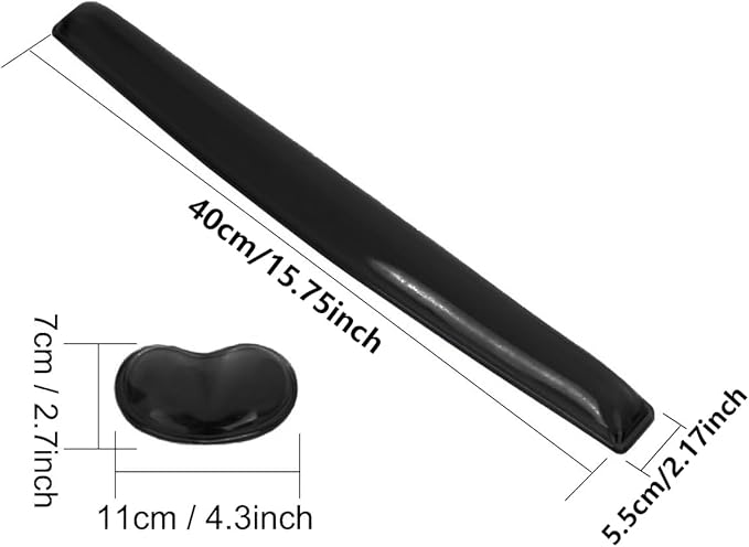 Gel Keyboard & Mouse Wrist Rest Set - Keyboard Wrist Rest Pad & Mouse Support for Office Gaming Pad Computer Laptop Ergonomic Comfortable Pain Relief- Pad Set (Black Pad Set)