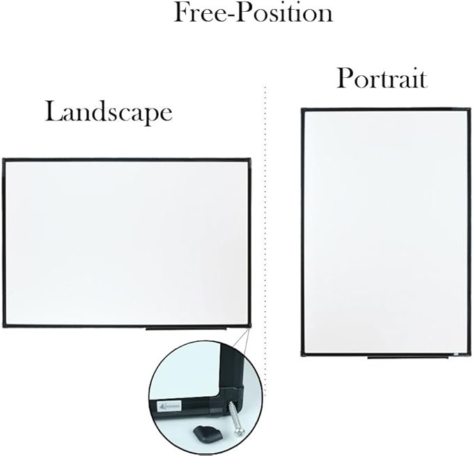 Lockways Magnetic White Board, 48" x 36" Dry Erase Board with Pen Tray Wall-Mounted Message Presentation Meno Board, Black Aluminium Framed for School, Home and Office