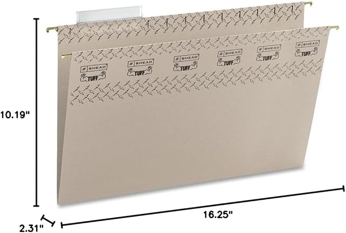 Smead TUFF Hanging File Folder with Easy Slide Tab, 1/3-Cut Sliding Tab, Legal Size, Steel Gray, 18 per Box (64093, Rod Color May Vary) (Pack of 5)