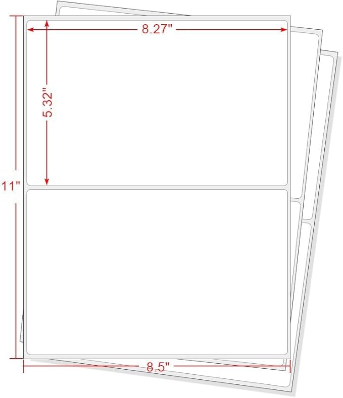 RBHK Half Sheet Self Adhesive Shipping Labels for Laser & Inkjet Printers, 8000 Labels, Rounded Corner (4000 Sheets)
