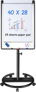 maxtek Mobile Dry Erase Board – 40x28 inches Magnetic Portable Whiteboard Stand Easel White Board Flipchart Easel Board with 25 Sheets Paper Pad